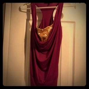 Heart Soul fuscha and gold sequin halter